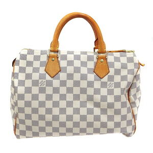 Louis Vuitton Speedy Handbag Damier Azur White